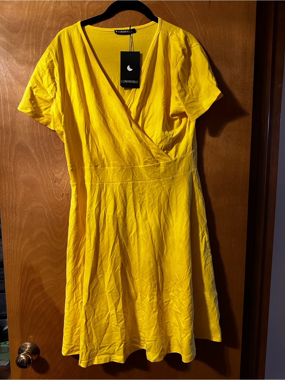 Lunarable Women's Cross Wrap A-Line V-Neck Summer Dress - Vibrant Yellow